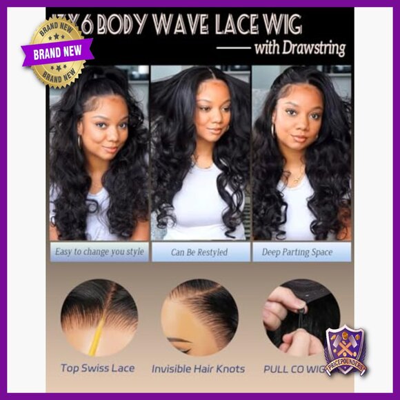 13x6 Lace Front Human Hair Wig Glueless Pre Plucked 24 Inch Body Wave main image 6